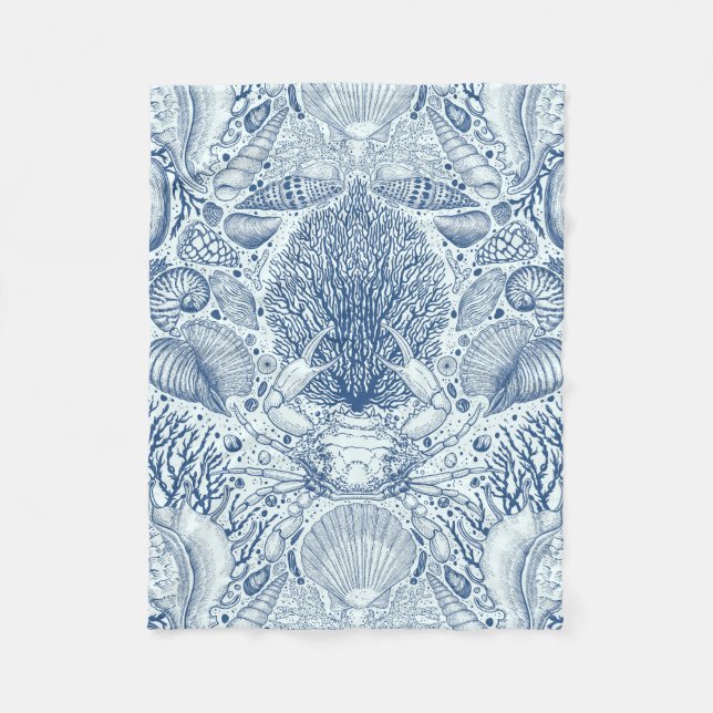 Manta Polar Los tesoros de la playa en azul (Anverso)