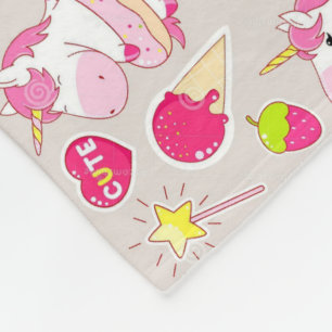 Manta Polar "Los Unicornios son Reales" Donas Helado Cactus Ka
