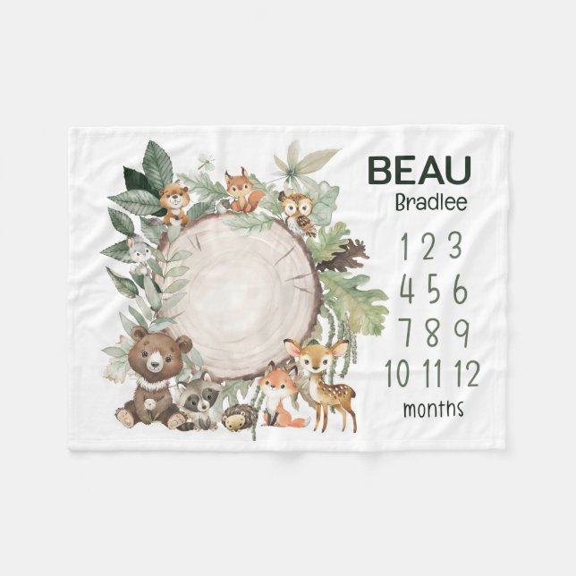 Manta Polar Lote de bebé en blanco para animales de Woodland p (Frente (Horizontal))