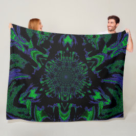 Manta Polar Loto en blanco de gasa de satén verde y azul