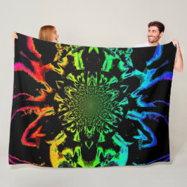 Manta Polar Loto en blanco negro y arcoiris de satén