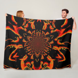 Manta Polar Loto en blanco negro y Naranja de satén
