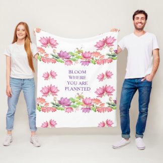 Manta Polar Loto Floral Elegante de Acuarela Rosa