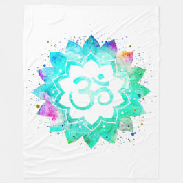 Manta Polar *~* Lotus OM Símbolo Flor Mandala Nueva era Blanco