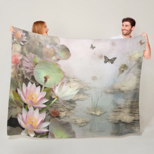 Manta Polar Lotus Tranquilidad por el Agua Artista Botánico