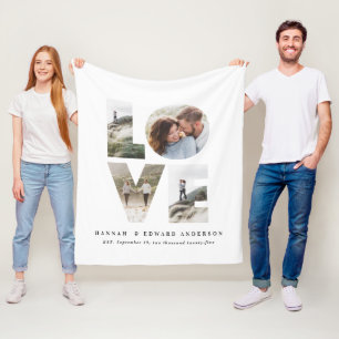 Manta Polar Love 4 foto simple regalo personalizado moderno