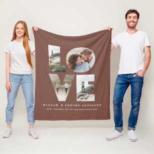 Manta Polar Love 4 foto simple regalo personalizado moderno