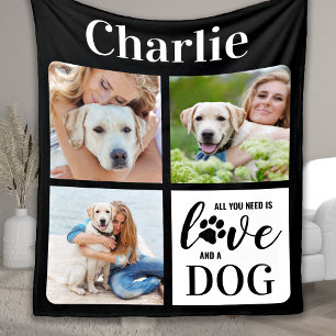Manta Polar Love And A Dog Personalized 3 Pet Photo Collage 