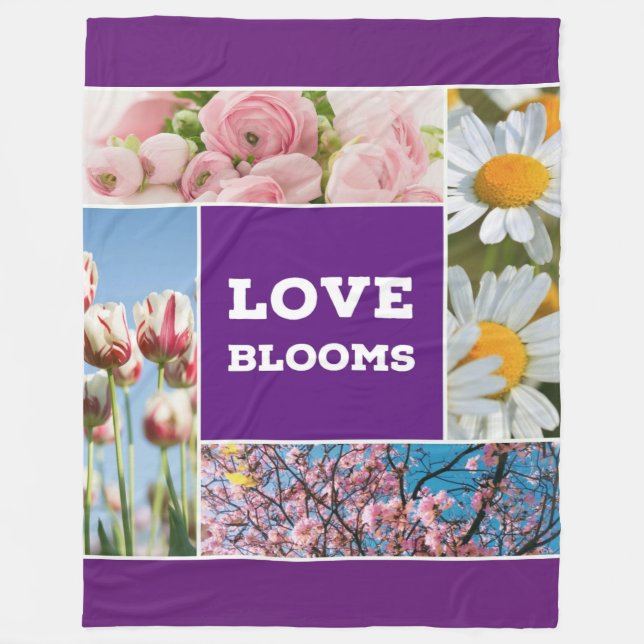 Manta Polar Love Blooms Fleece Throw Blanket (Anverso)