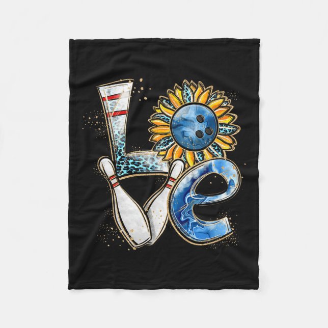 Manta Polar Love Bowling Retro Leopard Sunflower Valentine D (Anverso)