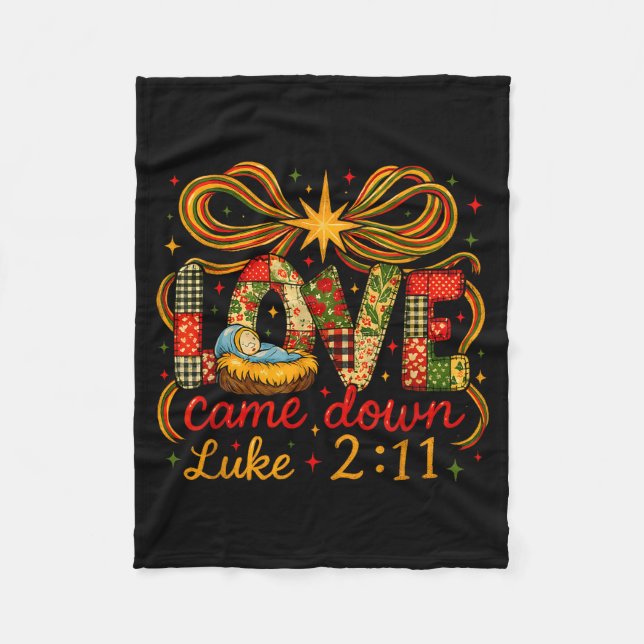 Manta Polar Love Came Down Luke 2_11 Patchwork Christmas  (Anverso)