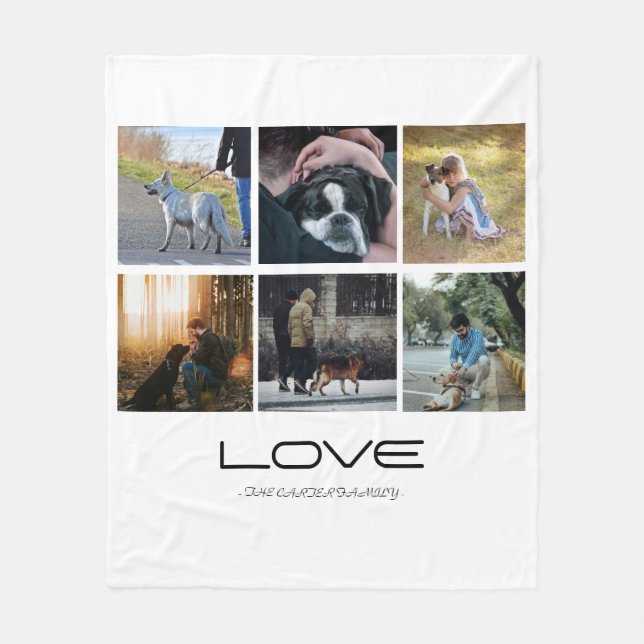 Manta Polar Love Dog Family Portrait Collage Design (Anverso)
