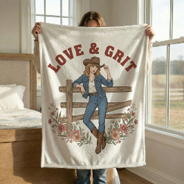 Manta Polar Love & Grit Western Cowgirl Country Fleece Blanket