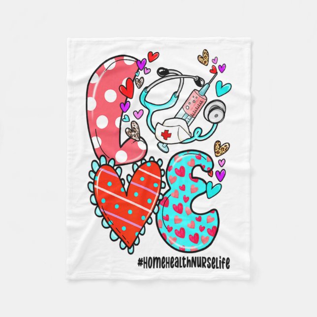 Manta Polar Love Home Health Nurse Life Heart Valentines Day  (Anverso)