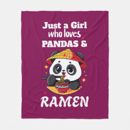 Manta Polar Love Pandas and Ramen (texto blanco)