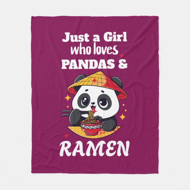 Manta Polar Love Pandas and Ramen (texto blanco) (Anverso)