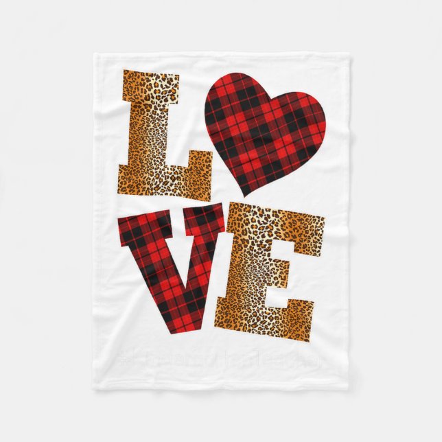 Manta Polar Love Plaid Red Leopard Kindergarten Teacher Valent (Anverso)