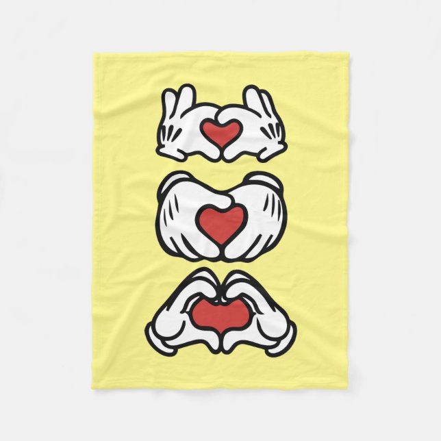 Manta Polar Love Red Heart Mouse Hands (Anverso)