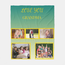 Manta Polar Love You Grandma Photo Collage and Gold Script