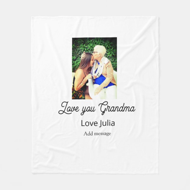 Manta Polar Love you Grandma photo name love message grandkids (Anverso)