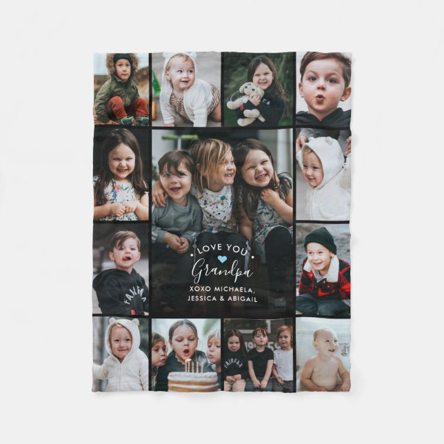 Manta Polar Love You Grandpa/Grampa/Other Photo Collage (Anverso)