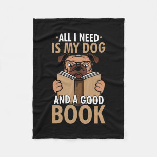 Manta Polar Lover De Libros - Perro Y Un Buen Libro