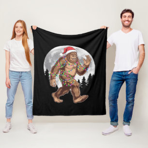 Manta Polar Luces de árbol de Navidad de Santa Bigfoot Navidad