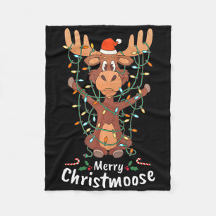 Manta Polar Luces de árbol de Navidad Merry Christmoose Christ