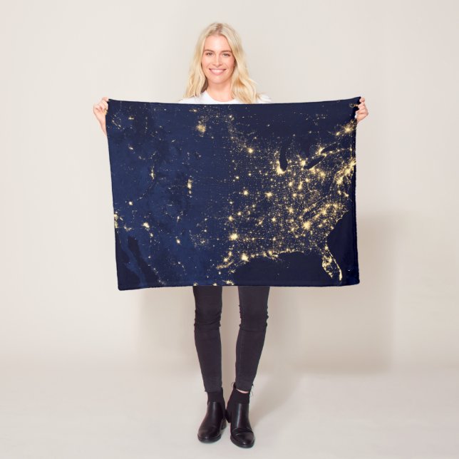 Manta Polar Luces De La Ciudad De Estados Unidos De Noche. (In situ)