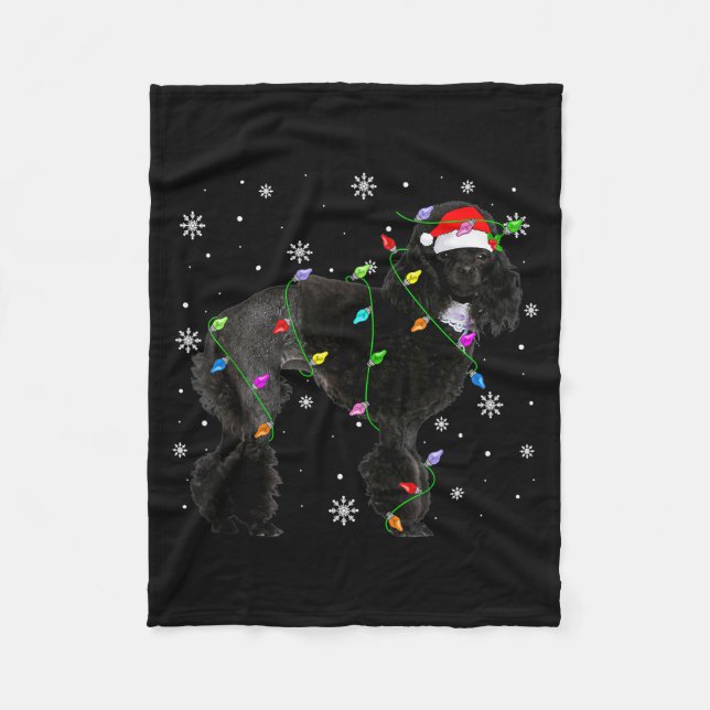 Manta Polar Luces de Navidad de Perro Odle Divertido Sombrero  (Anverso)