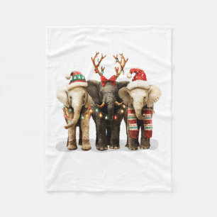 Manta Polar Luces de Navidad de Tres Elefantes Bonitos Alegre