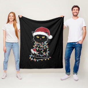 Manta Polar Luces de Navidad para Amantes de Gatos Divertidos