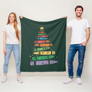 Manta Polar Luces de Navidad Profesora Crayón Árbol Navideñas