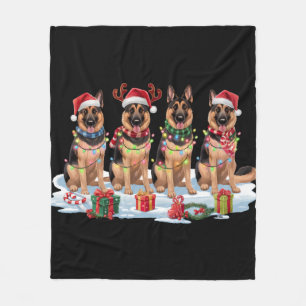 Manta Polar Luces de Navidades de pastores alemanes - Diseño a