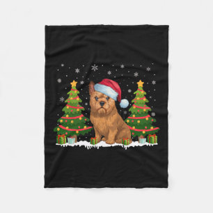 Manta Polar Luces navideñas Bruselas Griffon Dog Santa Hat Chr