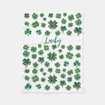 Lucky Clover Shamrock Fleece Blanket