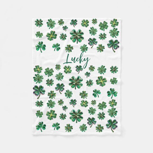 Manta Polar Lucky Clover Shamrock Fleece Blanket (Anverso)