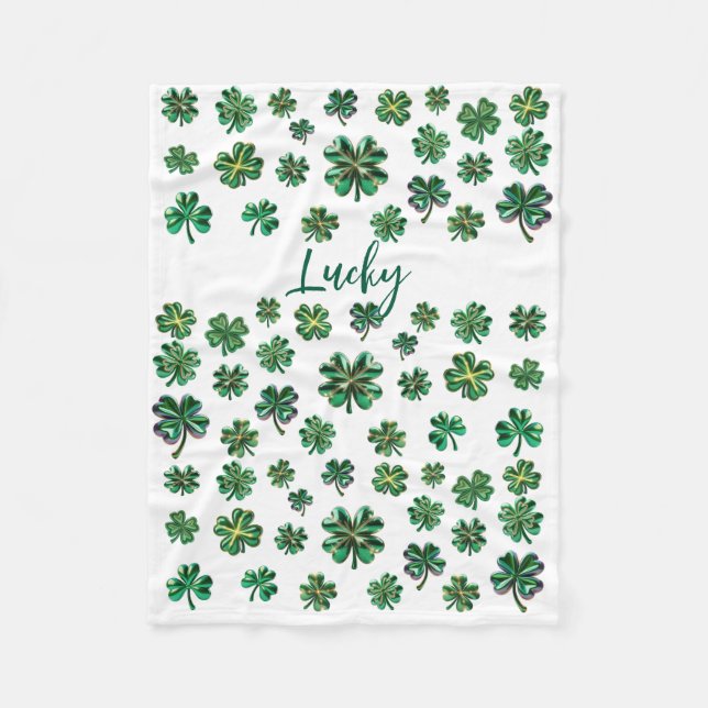 Manta Polar Lucky Clover Shamrock Fleece Blanket (Anverso)