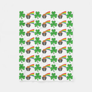 Manta Polar Lucky Green Shamrock Clover Rainbow Pot of Gold