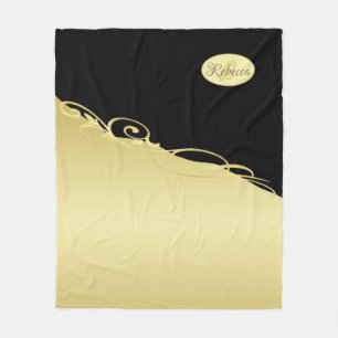 Manta Polar Lujo decorativo en oro sobre oro y negro, Monogram
