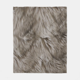 Manta Polar Lujo Faux Fur Print Beige Tan Mink Animal Hair 