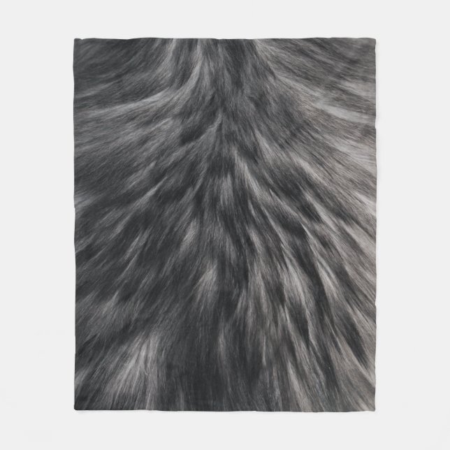 Manta Polar Lujo Faux Fur Print Black Gray Mink Animal Hair  (Anverso)