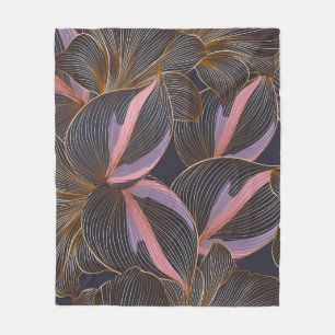 Manta Polar Lujoso fondo floral sin fisuras dorado con trop