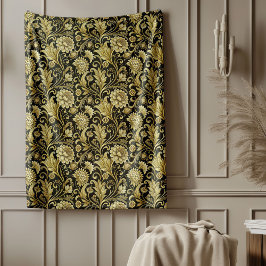 Manta Polar Lujoso Sofa Blanket de lujo negro y dorado Damask