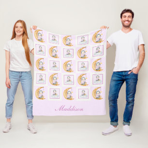 Manta Polar Luna de pingüino rosa bebé dulce