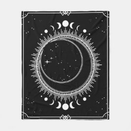 Manta Polar Luna elegante con sol y estrellas blanco y negro
