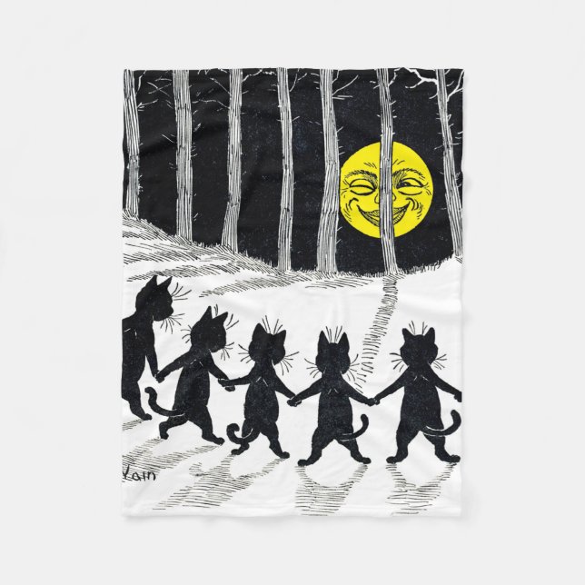 Manta Polar Luna llena y gatos, Louis Wain (Anverso)