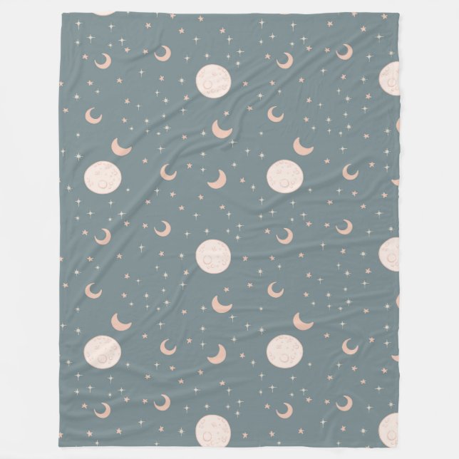 Manta Polar Luna y estrellas - azul (Anverso)