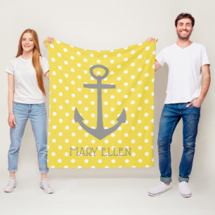 Manta Polar Lunar amarillo y blanco con el ancla del gris de