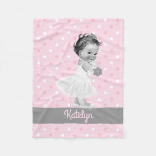 Manta Polar Lunares de princesa Nursery Personalized Pink del